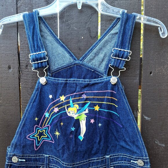 Girls Disney Classics Overalls XL 14-16 Tinkerbell Cotton Denim - Picture 3 of 8